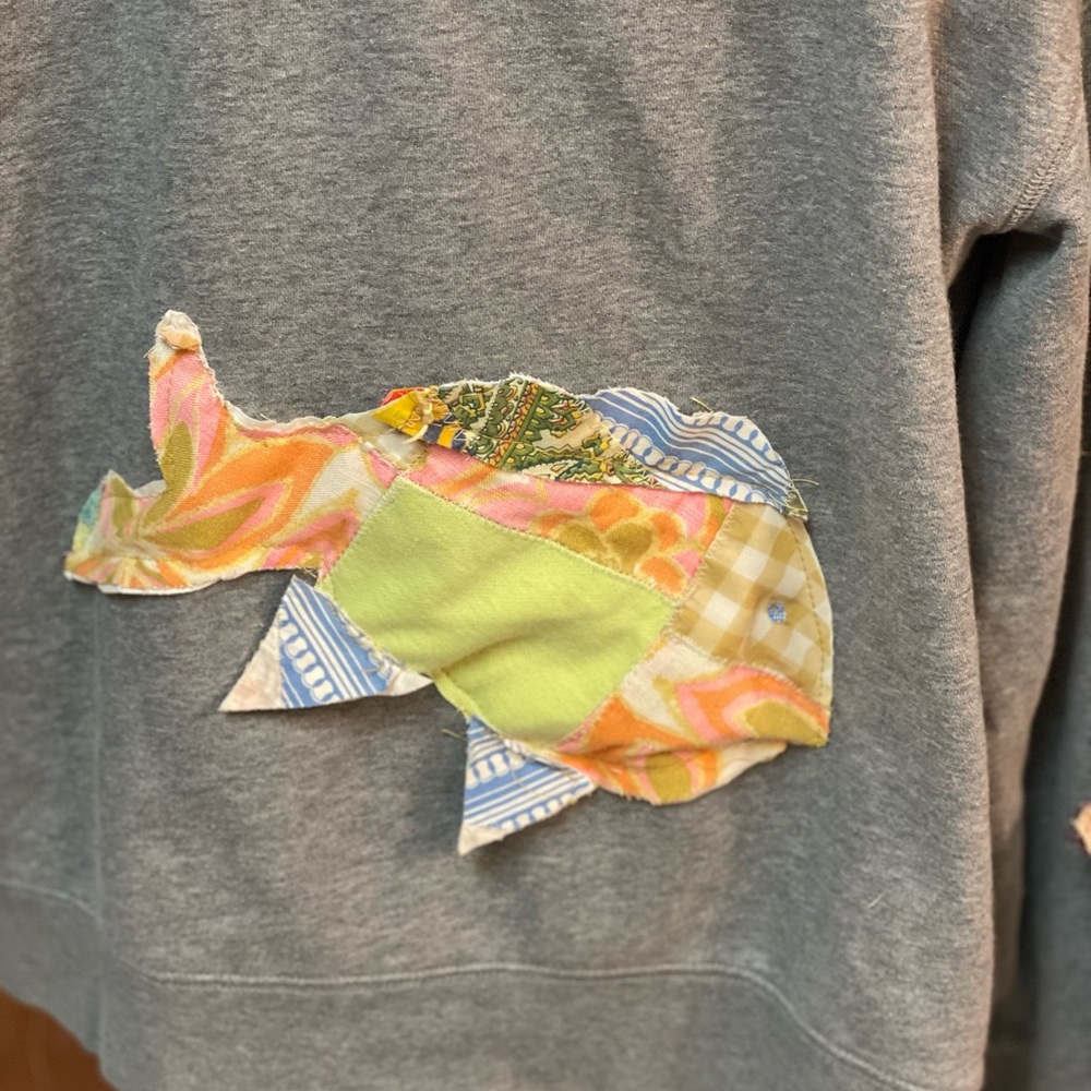 Gray Hoodie With Fish Patchwork Design - image 4